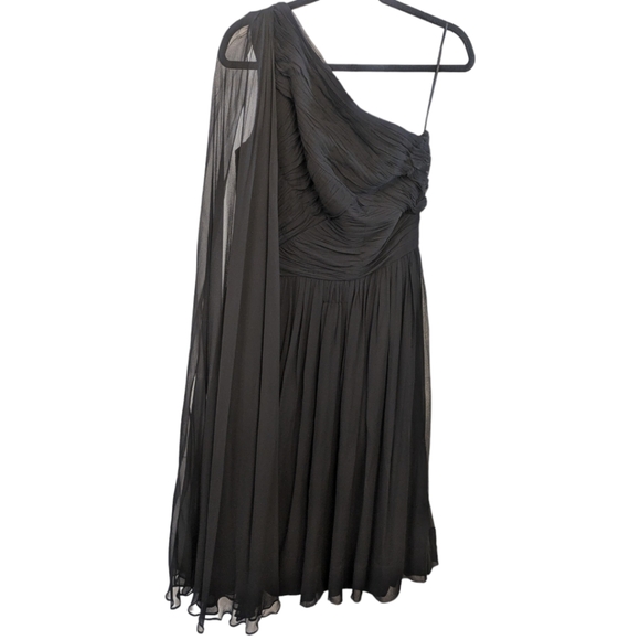 Dita Von Teese Follow Me Black Silk One Shoulder Pleated Dress. Size US 10 RARE - Picture 1 of 9